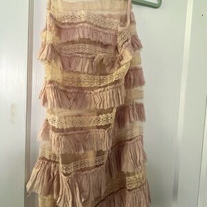 Pink Asymmetrical Ruffled Midi Dress